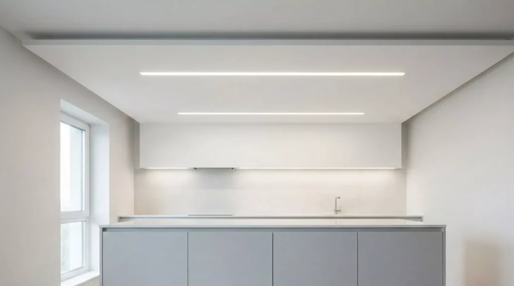 Minimalist Gypsum Ceiling with Recessed Linear Lighting