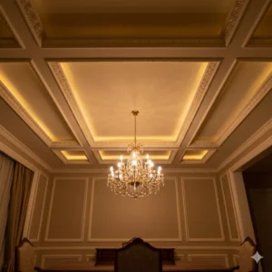 traditional dining room ceiling with gold or metallic accents 695e1bafa4ebd